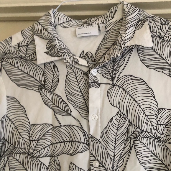 ❤️ASOS Design Shirt in Leaf Scribble Print Short Sleeve Shirt Black and White M - Picture 10 of 10